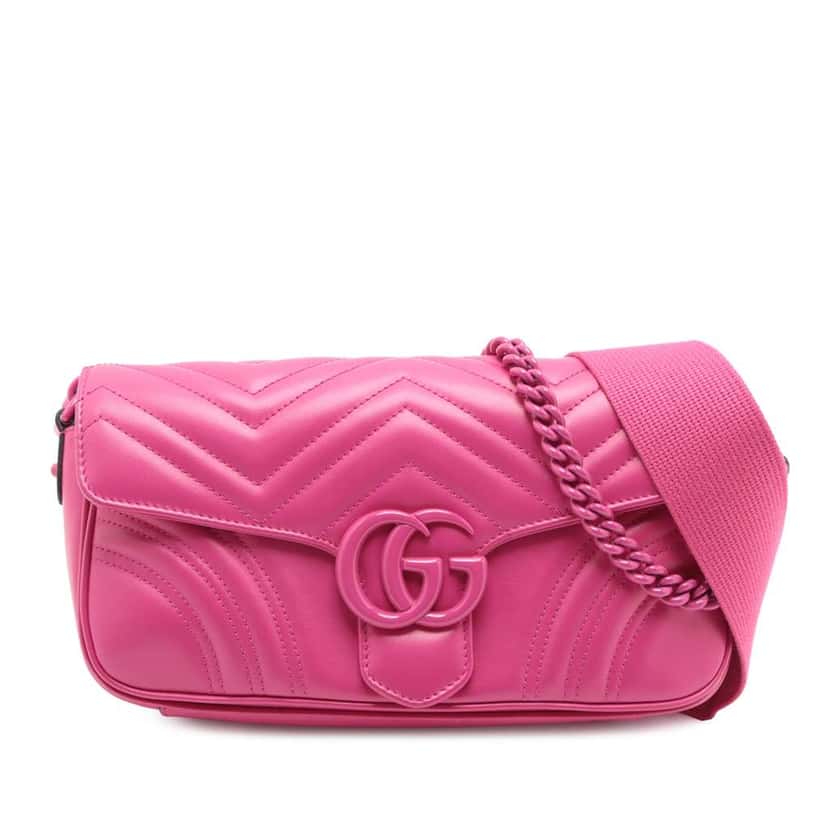 Gucci Small Calfskin GG Marmont 2.0 Satchel Pink Leather Good condition - Front View