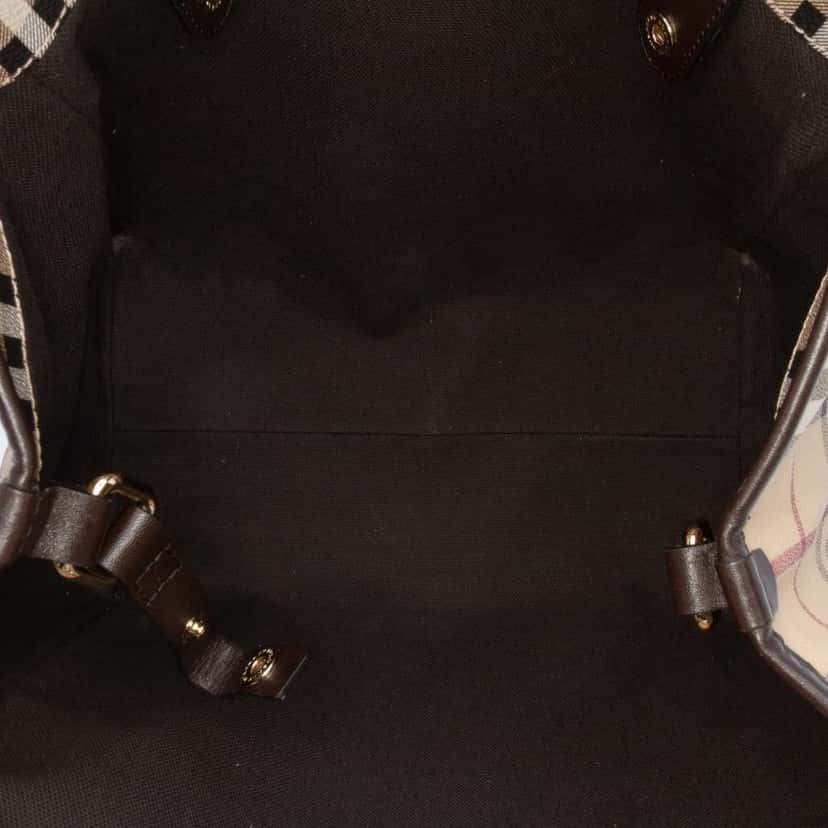 Burberry Small Haymarket Check Coated Canvas Canterbury Tote Brown Canvas Good condition - Model View