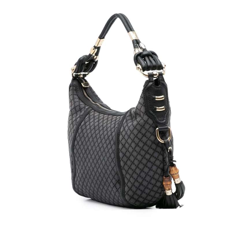 Gucci Medium Diamante Canvas Techno Horsebit Hobo Grey Canvas Fair condition - Back View