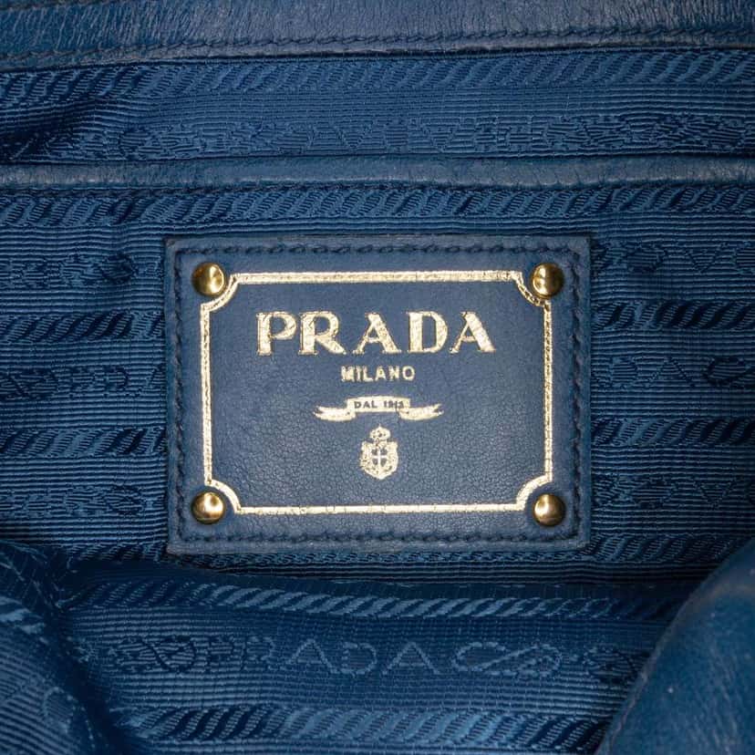 Prada Tessuto Gaufre Satchel Blue Good condition - Box View
