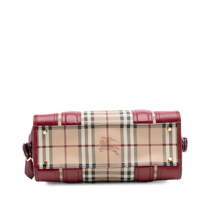 Burberry Haymarket Check Coated Canvas Minford Portrait Satchel Brown Canvas Good condition - Inside View