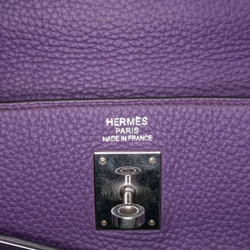 Hermès Togo Kelly II Retourne 35 Purple Leather Good condition - Box View