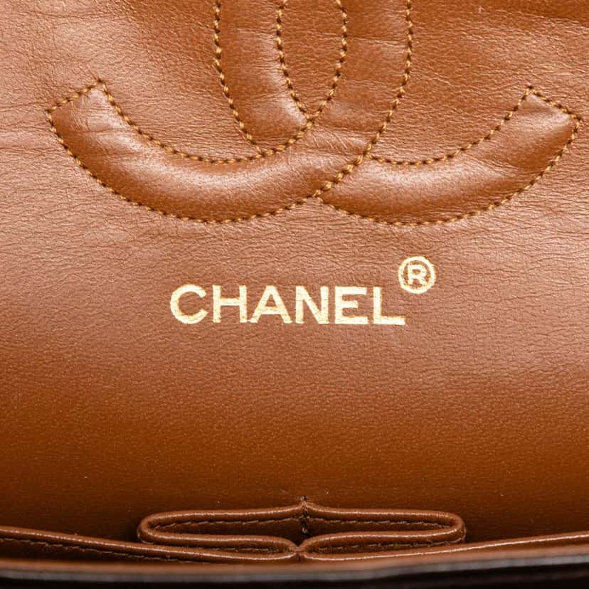 Chanel Medium Classic Lambskin Double Flap Brown Leather Good condition - Box View