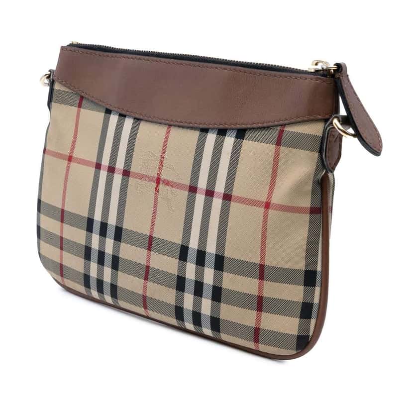 Burberry Haymarket Check Canvas Peyton Crossbody Brown Canvas Good condition - Back View