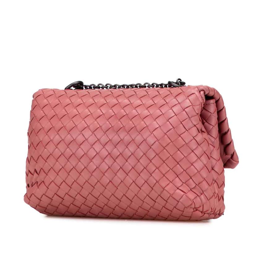 Bottega Veneta Baby Nappa Intrecciato Olimpia Crossbody Pink Leather Good condition - Back View