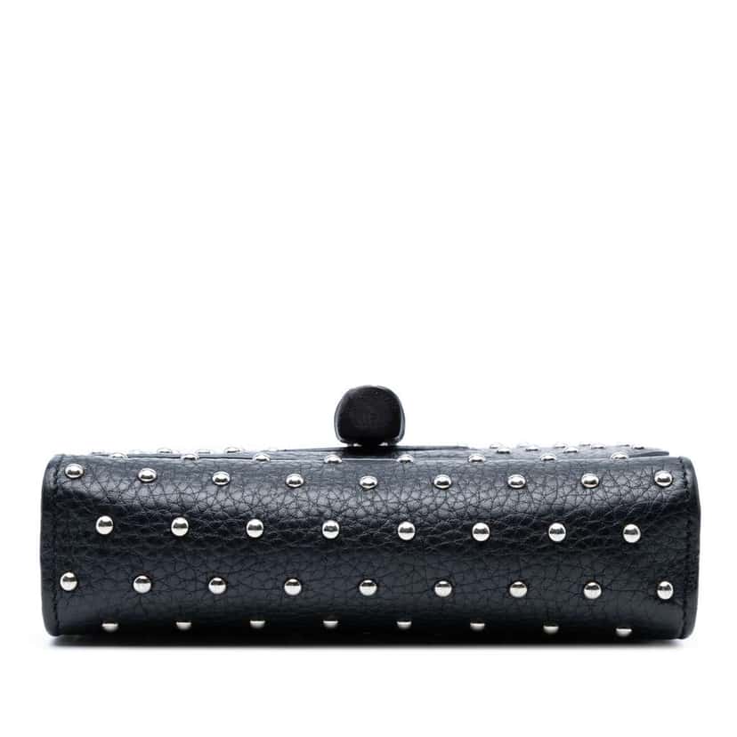 Gucci Small Leather Studded Miss Bamboo Crossbody Black Leather Good condition - Inside View