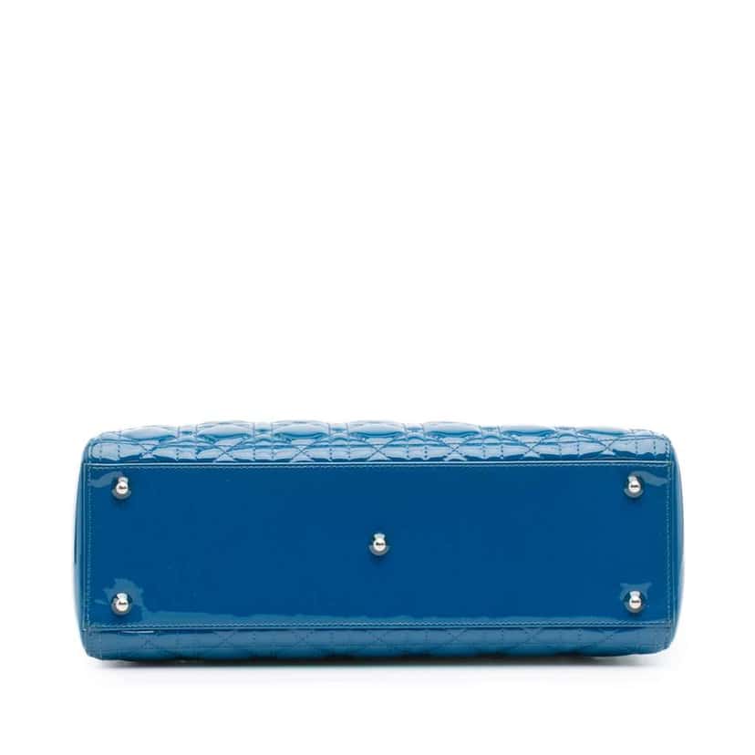 Dior Large Patent Cannage Lady Dior Blue Leather Good condition - Inside View