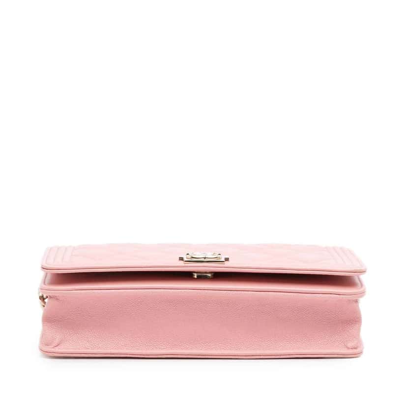 Chanel Quilted Caviar Boy Wallet on Chain Pink Leather Good condition - Inside View