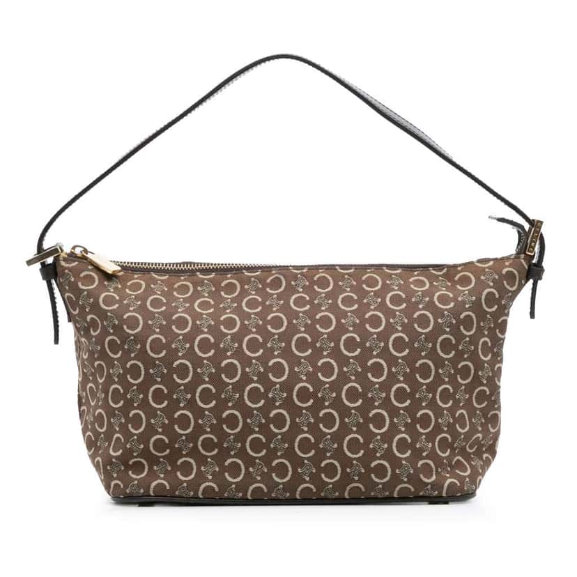 Celine C Macadam Canvas Shoulder Bag Brown Canvas Good condition - Front View
