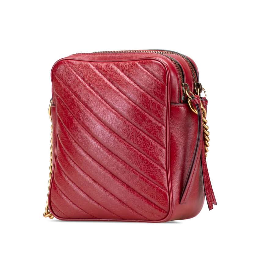 Gucci GG Marmont Matelasse Leather Double Zip Crossbody Red Leather Very good condition - Back View