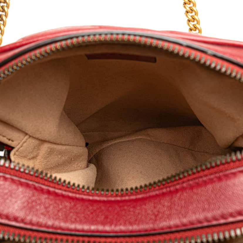 Gucci GG Marmont Matelasse Leather Double Zip Crossbody Red Leather Very good condition - Box View