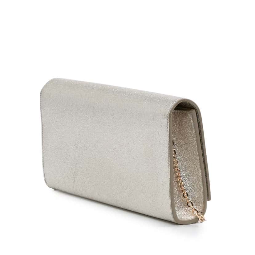 Saint Laurent Metallic Textured Calfskin Classic Monogram Cassandre Crossbody Silver Leather Good condition - Back View