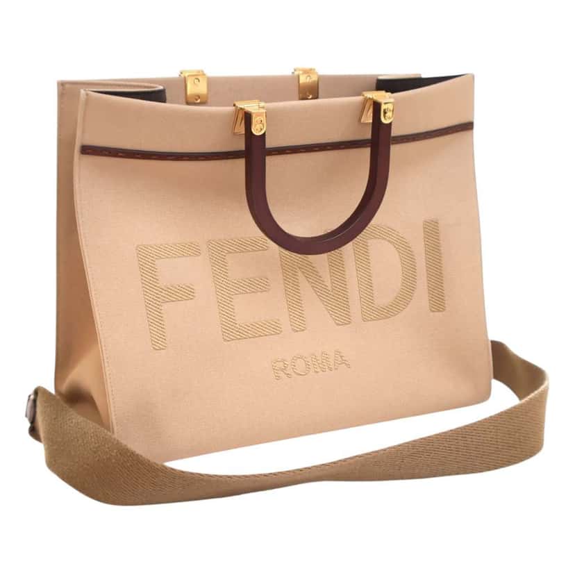 Fendi Medium Canvas Sunshine Shopper Tote Brown Canvas Good condition - Back View