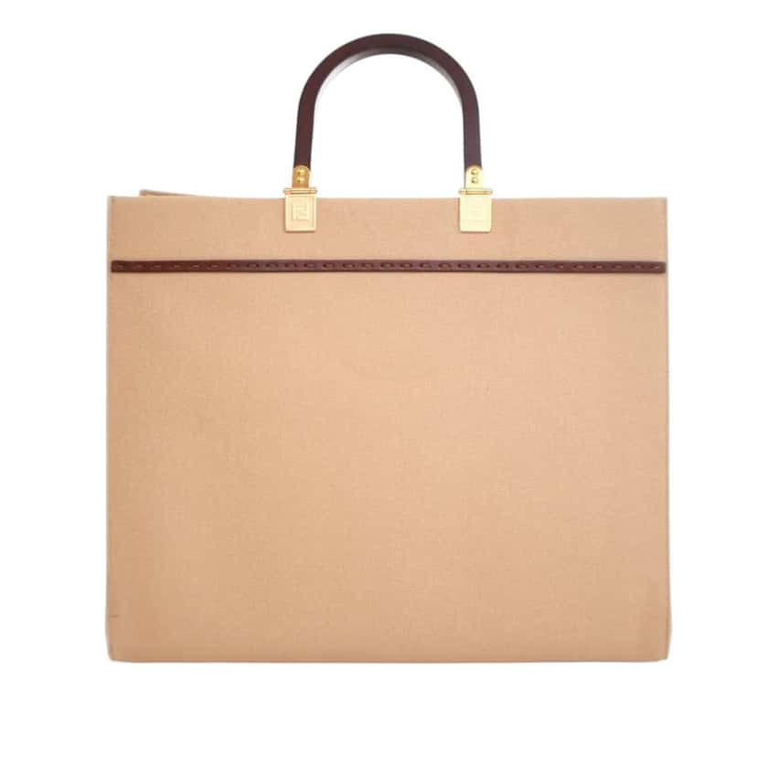 Fendi Medium Canvas Sunshine Shopper Tote Brown Canvas Good condition - Model View