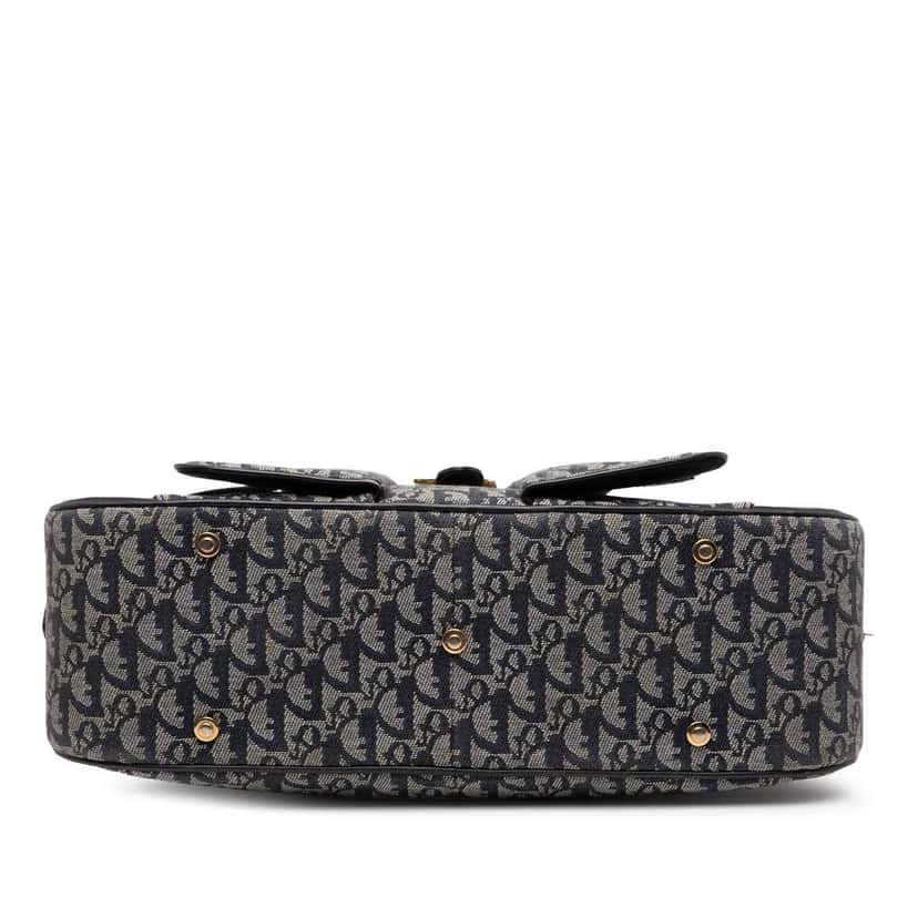 Dior Diorissimo Canvas Double Saddle Bowler Bag Blue Canvas Good condition - Inside View