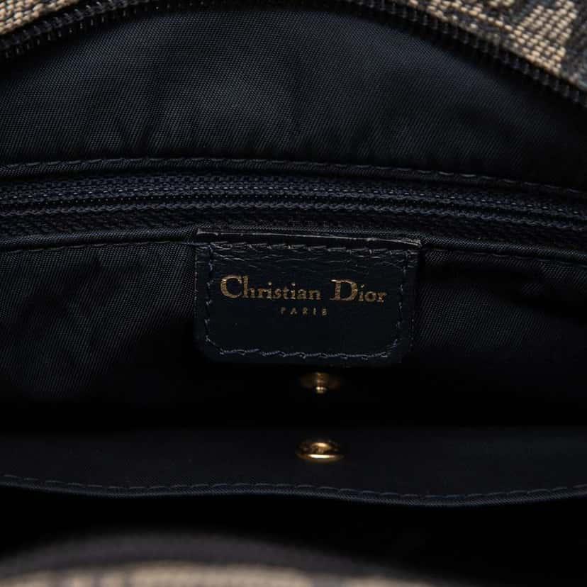 Dior Diorissimo Canvas Double Saddle Bowler Bag Blue Canvas Good condition - Box View