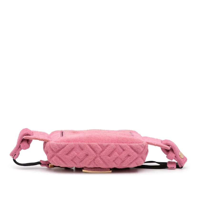 Fendi Embossed Terry Cloth FF 1974 Convertible Belt Baguette Pink Cotton Very good condition - Inside View