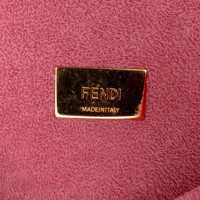 Fendi Embossed Terry Cloth FF 1974 Convertible Belt Baguette Pink Cotton Very good condition - Box View