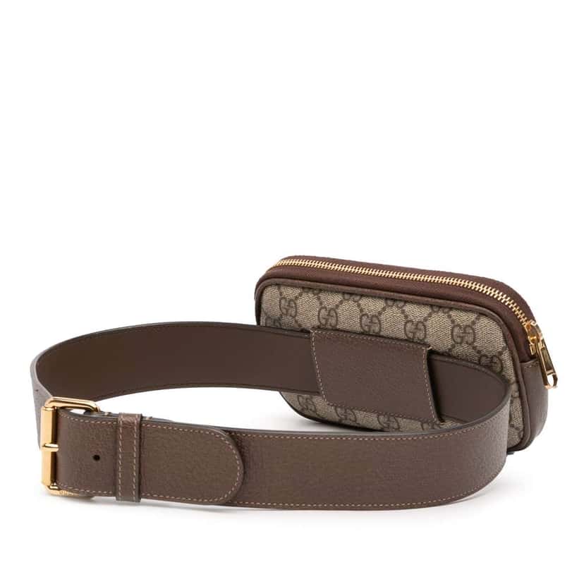 Gucci Small GG Supreme Web Ophidia Belt Bag Brown Canvas Very good condition - Back View