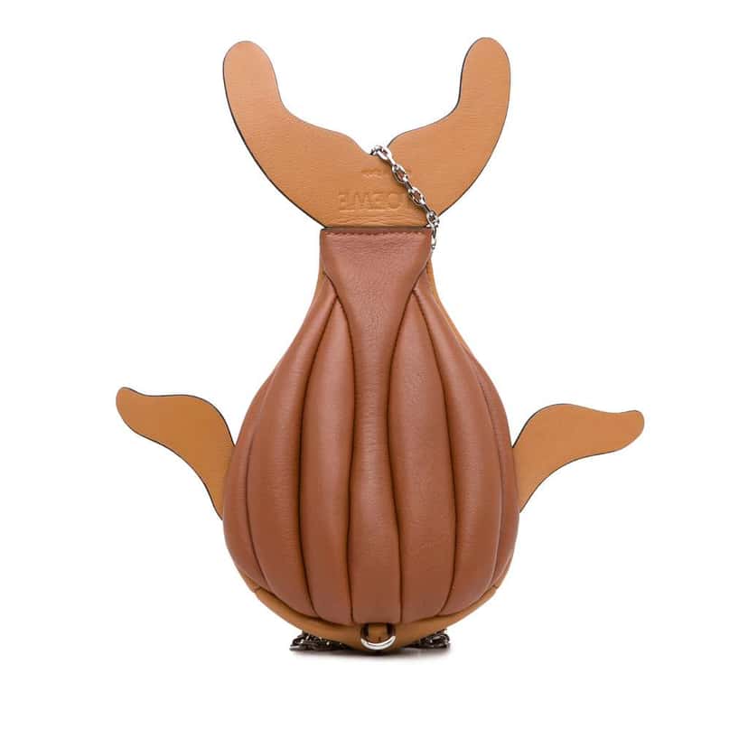 Loewe Leather Whale Pouch Brown Leather Very good condition - Front View