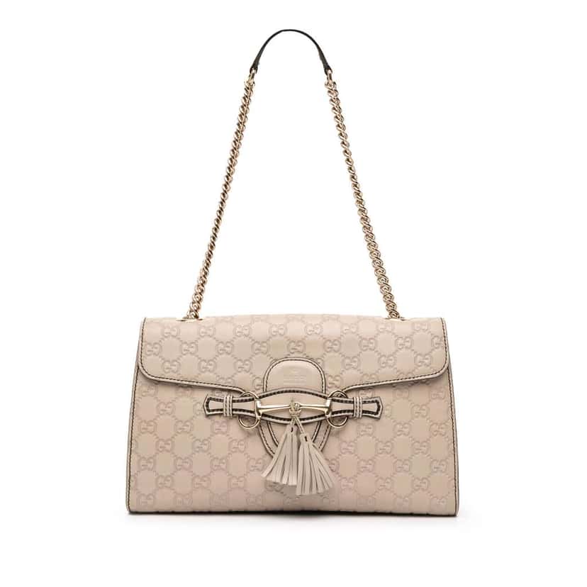 Gucci Medium Guccissima Emily Shoulder Bag Brown Leather Good condition - Front View