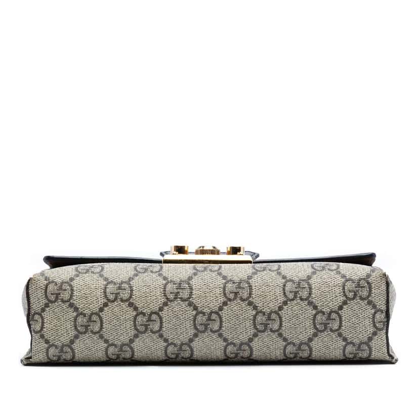 Gucci Mini GG Supreme Padlock Satchel Brown Canvas Good condition - Inside View