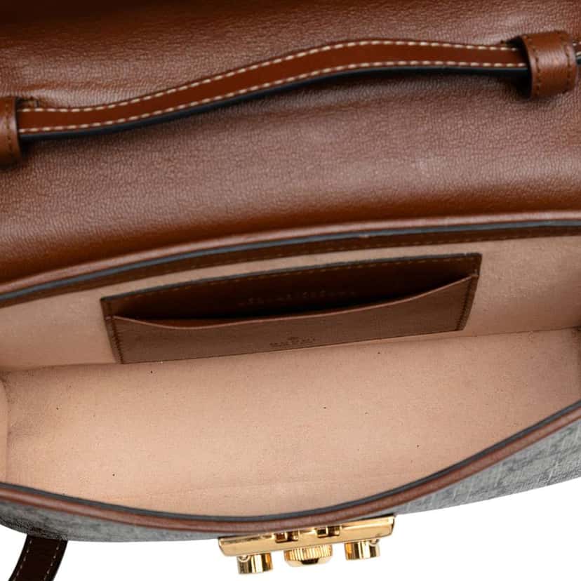 Gucci Mini GG Supreme Padlock Satchel Brown Canvas Good condition - Model View