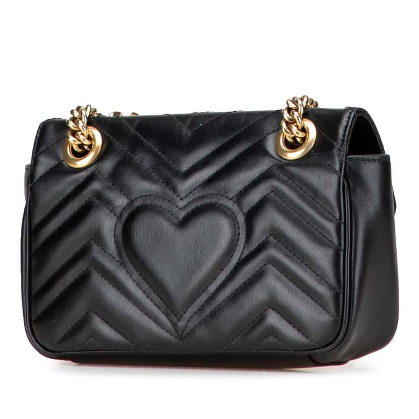 Gucci Small GG Marmont Matelasse Leather Shoulder Bag Black Leather Good condition - Back View