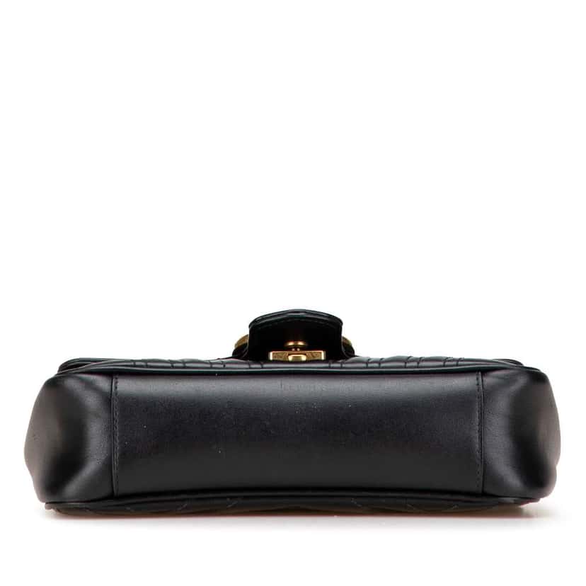Gucci Small GG Marmont Matelasse Leather Shoulder Bag Black Leather Good condition - Inside View