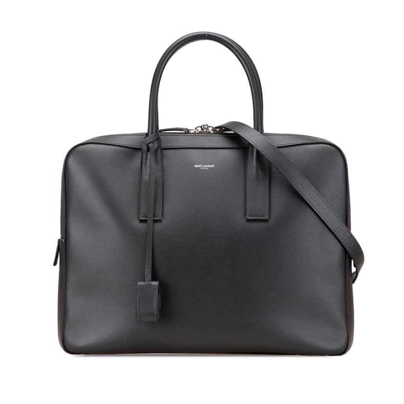 Saint Laurent Medium Grain De Poudre Museum Briefcase Black Leather Good condition - Front View
