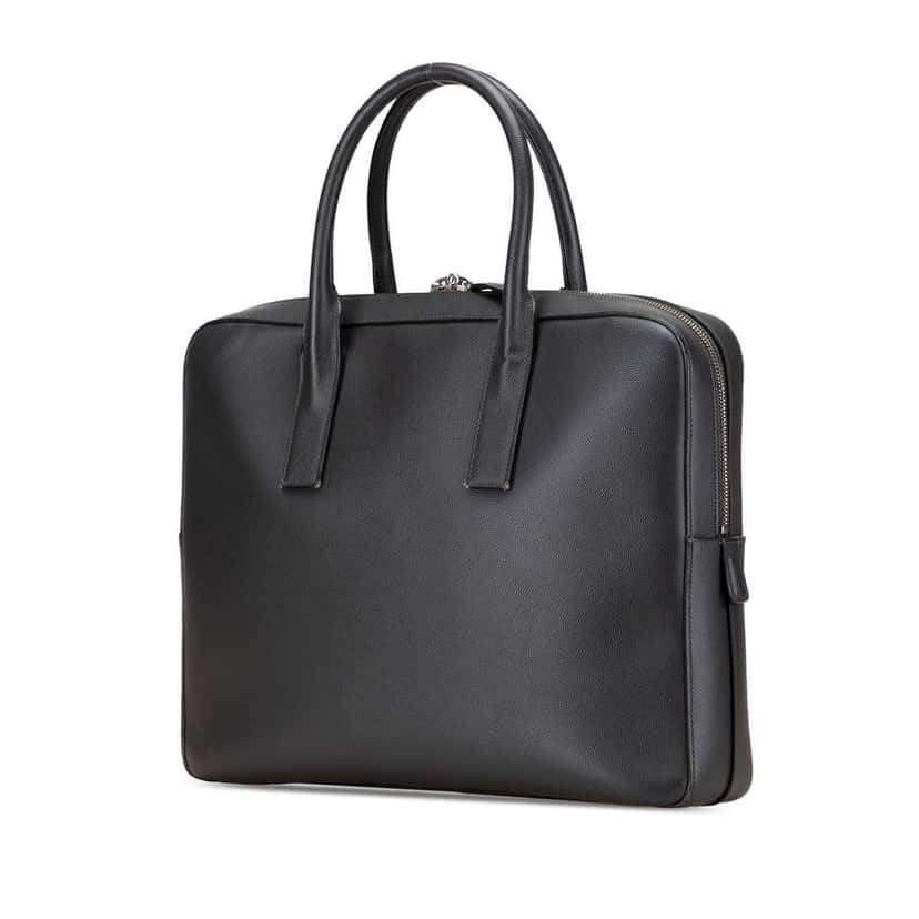 Saint Laurent Medium Grain De Poudre Museum Briefcase Black Leather Good condition - Back View