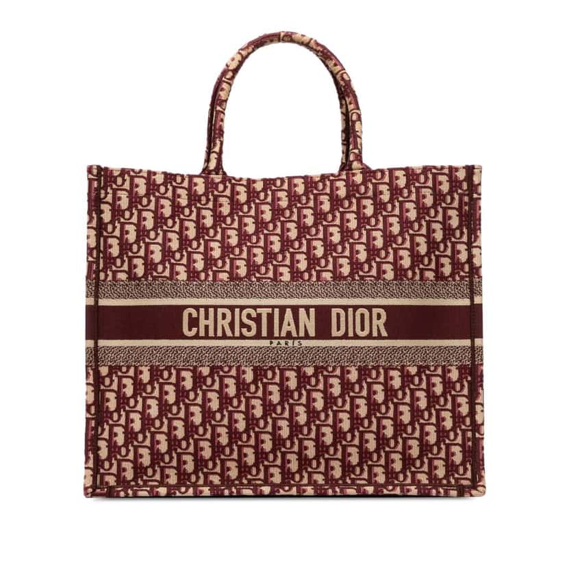 Dior Large Oblique Canvas Book Tote Red Canvas Good condition - Front View