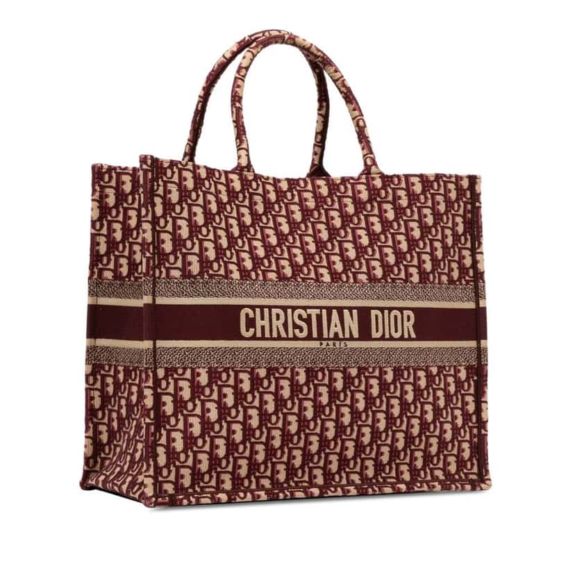 Dior Large Oblique Canvas Book Tote Red Canvas Good condition - Back View