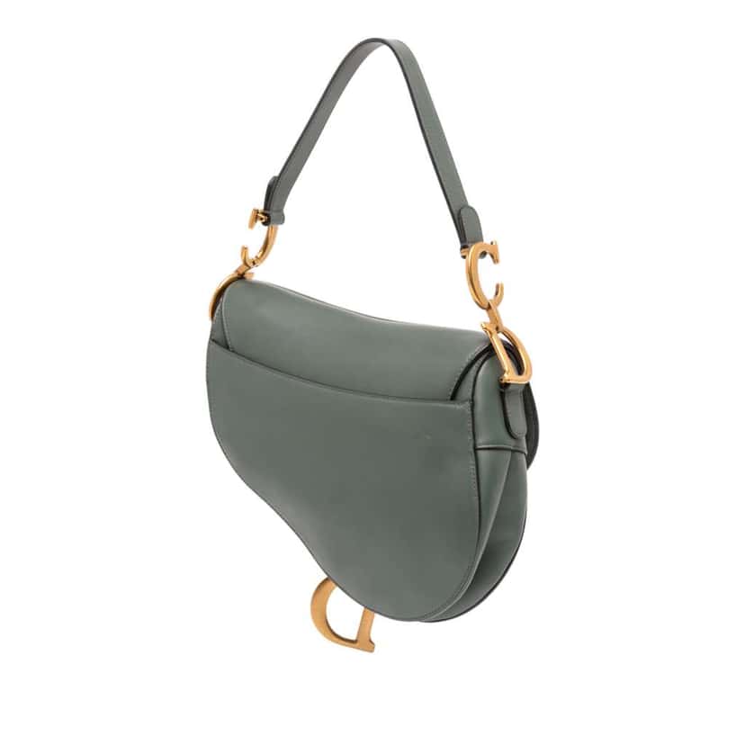 Dior Smooth Calfskin Saddle Bag Green Leather Good condition - Back View