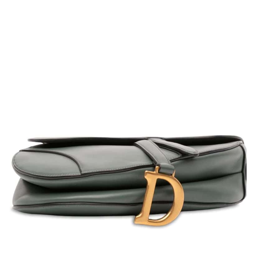 Dior Smooth Calfskin Saddle Bag Green Leather Good condition - Inside View