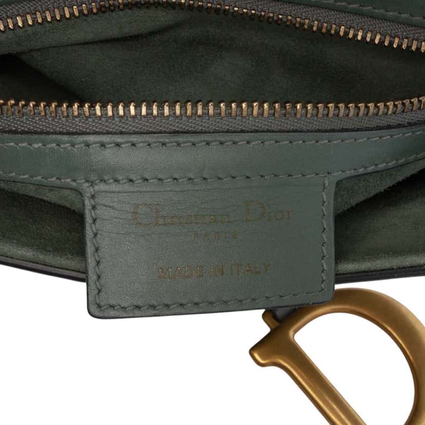 Dior Smooth Calfskin Saddle Bag Green Leather Good condition - Box View