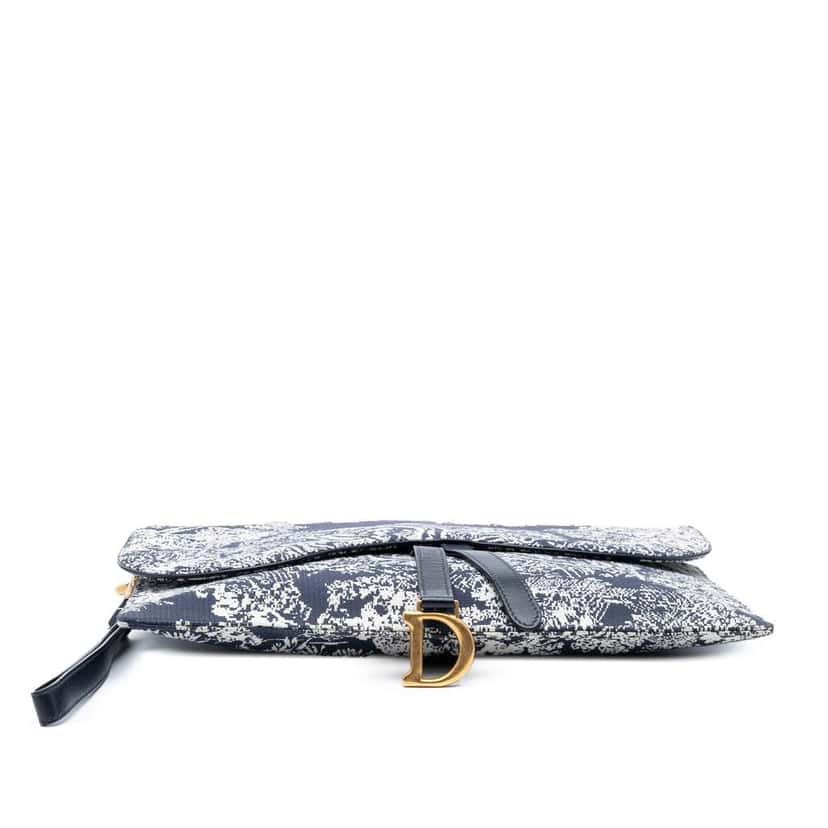 Dior Canvas Reverse Embroidered Toile de Jouy Clutch Blue Canvas Good condition - Inside View