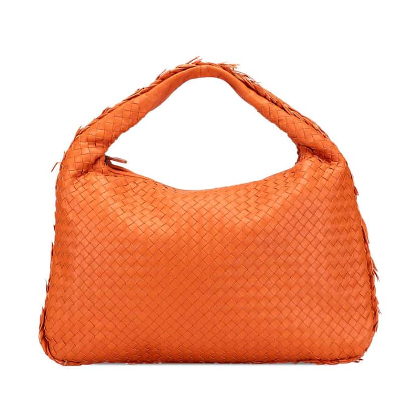 Bottega Veneta Medium Nappa Intrecciato Fuzzy Veneta Hobo Orange Leather Very good condition - Front View