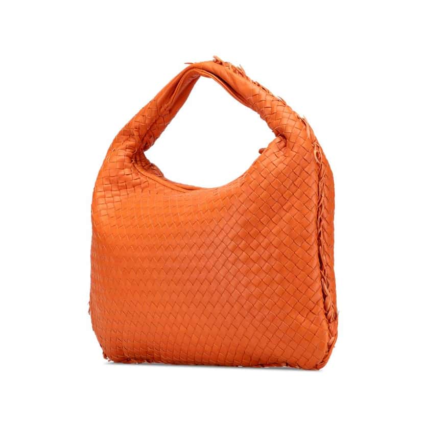 Bottega Veneta Medium Nappa Intrecciato Fuzzy Veneta Hobo Orange Leather Very good condition - Back View