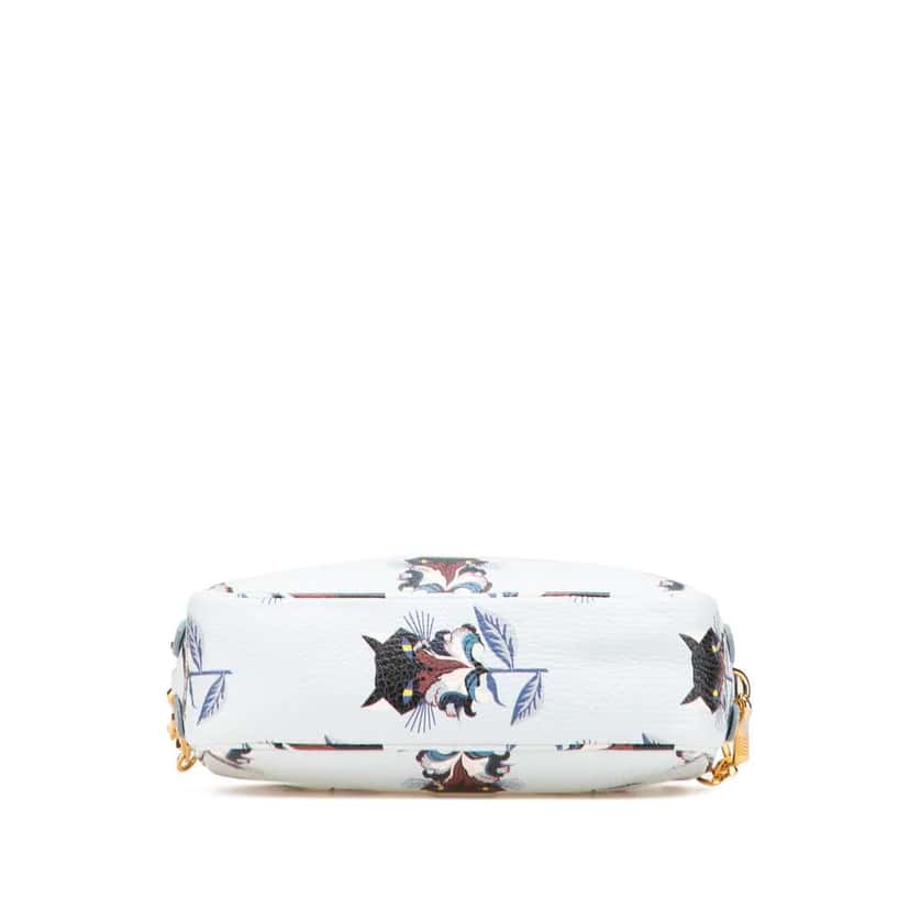 Miu Miu Goatskin Madras Cat Print Double Zip Crossbody Blue Leather Good condition - Inside View