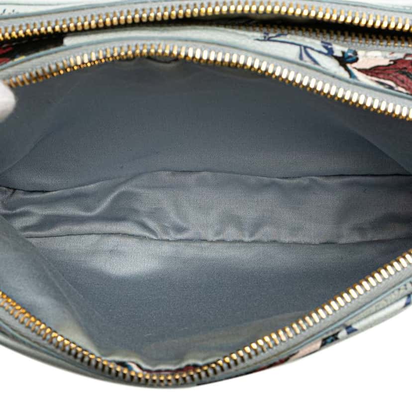Miu Miu Goatskin Madras Cat Print Double Zip Crossbody Blue Leather Good condition - Model View