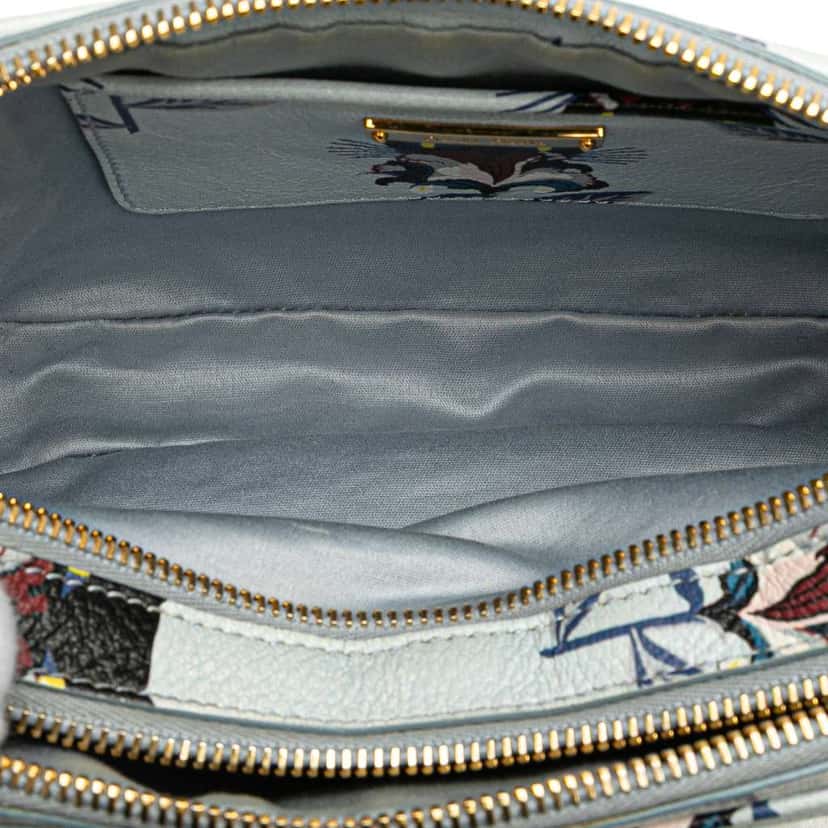 Miu Miu Goatskin Madras Cat Print Double Zip Crossbody Blue Leather Good condition - Box View