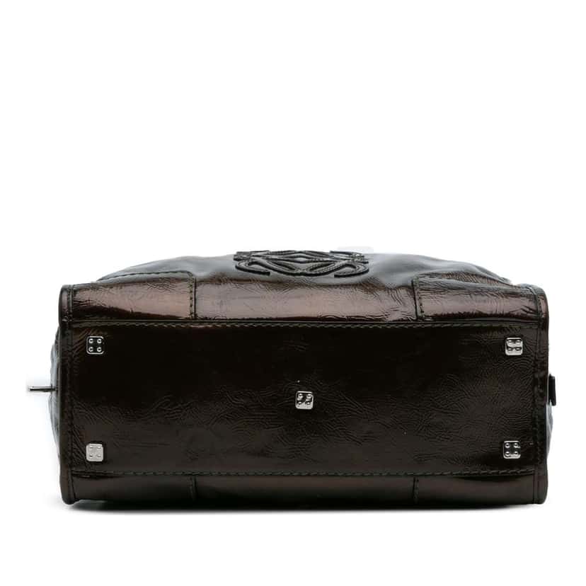Loewe Patent Amazona 28 Handbag Brown Leather Good condition - Inside View