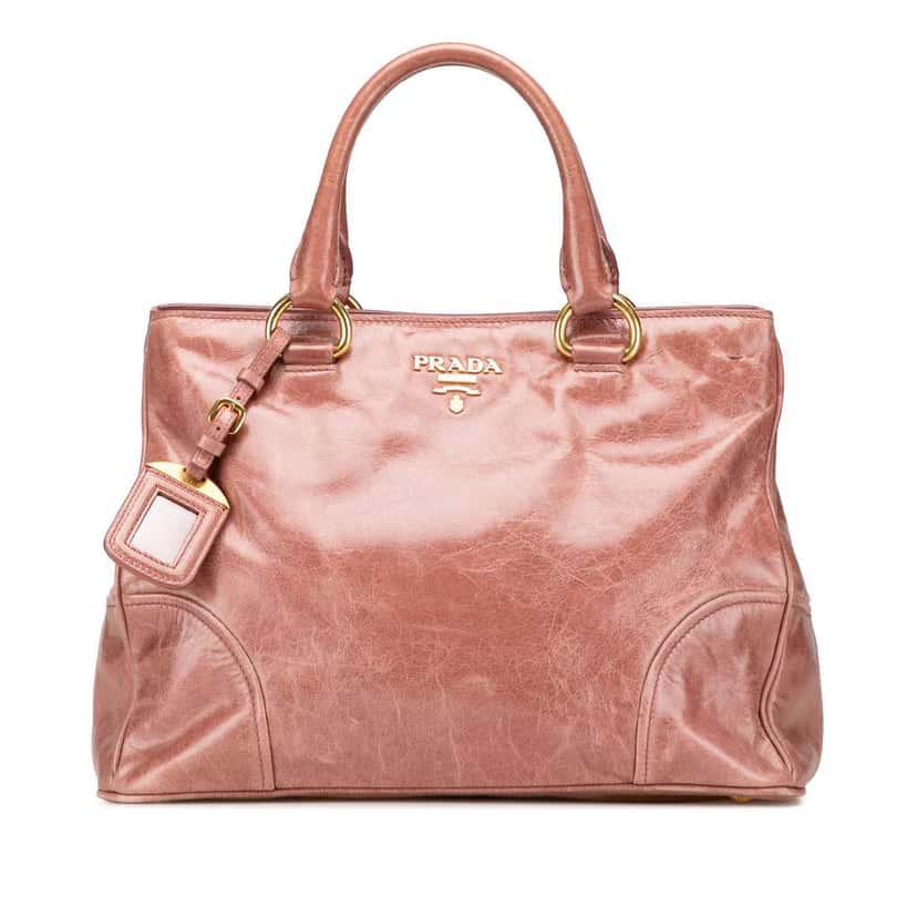 Prada Vitello Shine Satchel Pink Leather Good condition - Front View