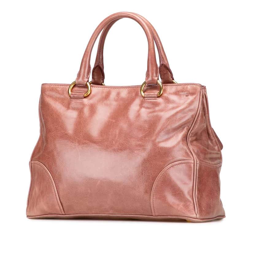 Prada Vitello Shine Satchel Pink Leather Good condition - Back View