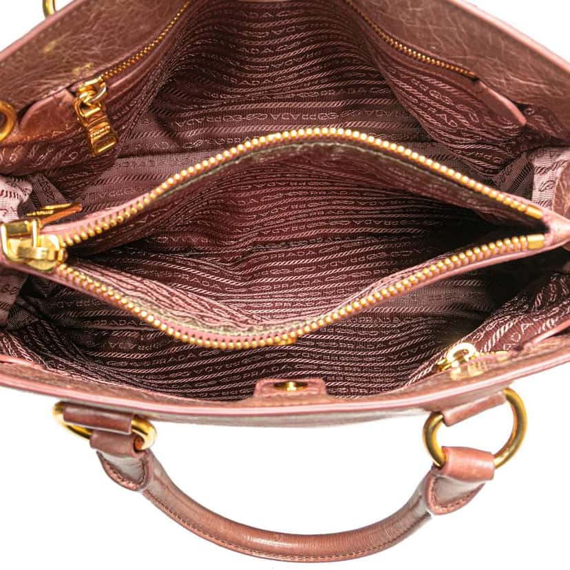 Prada Vitello Shine Satchel Pink Leather Good condition - Model View