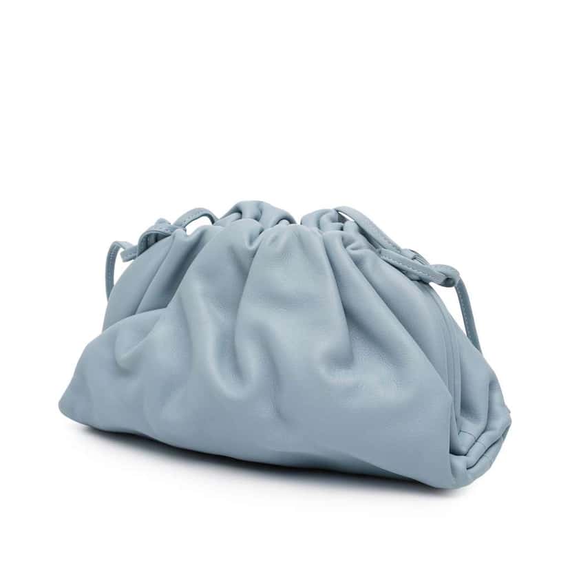 Bottega Veneta Lambskin The Mini Pouch Crossbody Blue Leather Good condition - Back View
