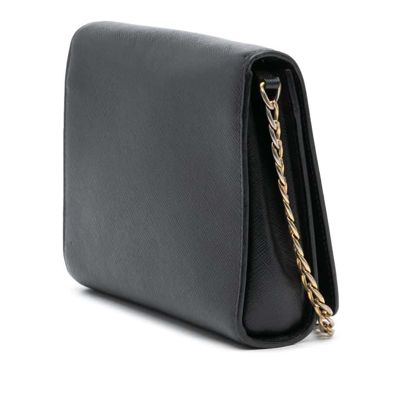 Prada Saffiano Chain Crossbody Black Leather Good condition - Back View