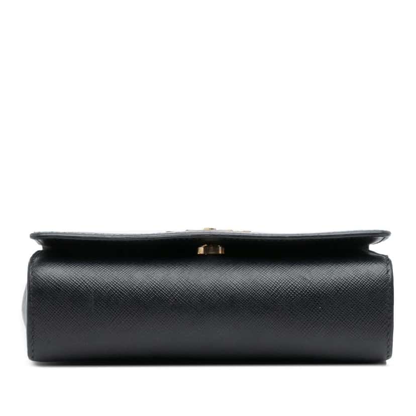 Prada Saffiano Chain Crossbody Black Leather Good condition - Inside View