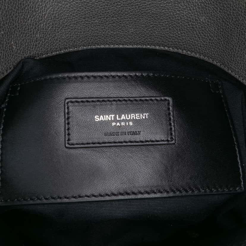 Saint Laurent Large Chevron Sheepskin Monogram College Bag Grey Leather Good condition - Box View